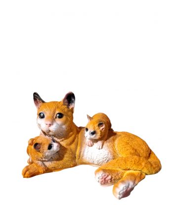 KOT KOTKA LEŻĄCA Z MŁODYMI...